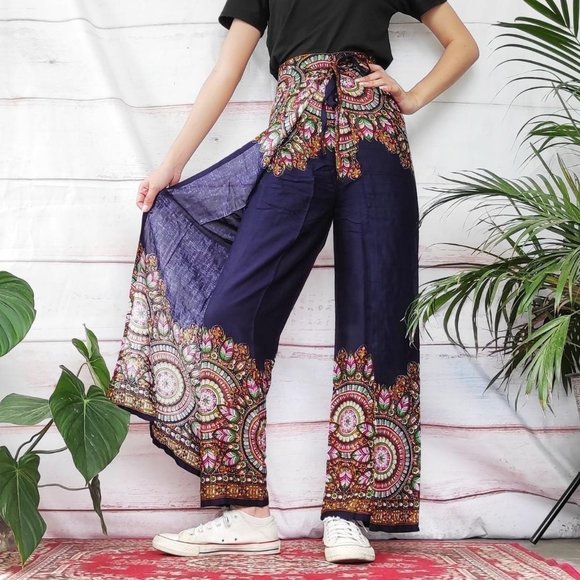 Unbranded Pants - Dark blue wraparound harem pants